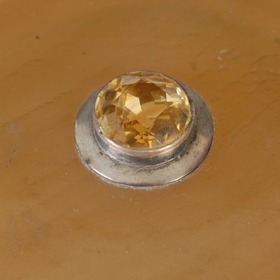 Lot 245 - A Scottish horn circular snuff box with glass...