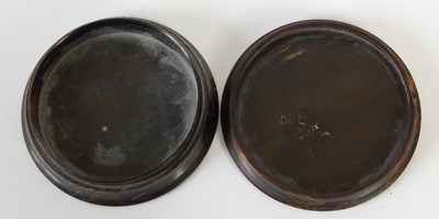 Lot 246 - A pressed horn circular snuff box with...