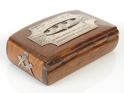 Lot 249 - An Ayr Bridge souvenir oblong oak snuff box,...