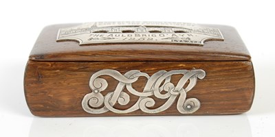 Lot 249 - An Ayr Bridge souvenir oblong oak snuff box,...