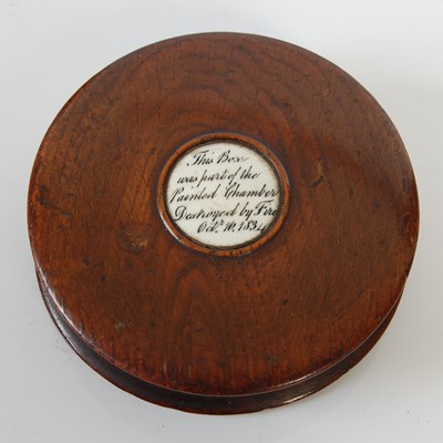 Lot 250 - A treen circular snuff box, with bone inset...