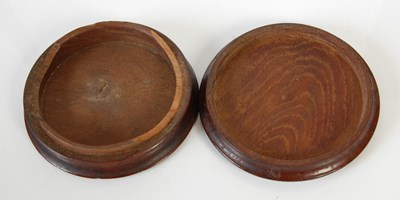 Lot 250 - A treen circular snuff box, with bone inset...