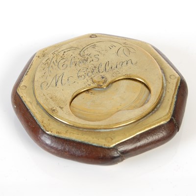 Lot 251 - A Scottish brass and treen octagonal flat...