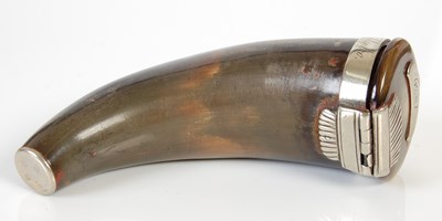 Lot 253 - A Scottish curved horn silver-mounted snuff...