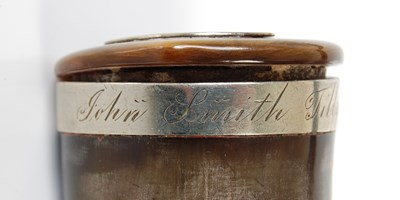 Lot 253 - A Scottish curved horn silver-mounted snuff...