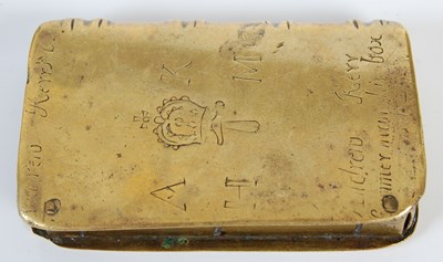 Lot 254 - A Scottish novelty brass snuff box in the form...