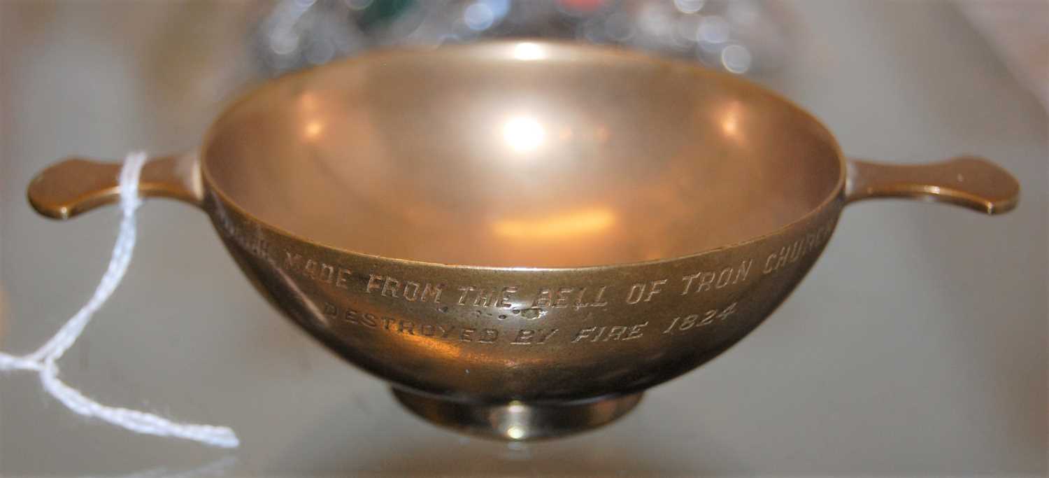 Lot 235 - A Scottish bronze quaich inscribed 'Quaich