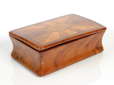 Lot 255 - A fine Scottish burr yew oblong snuff box with...