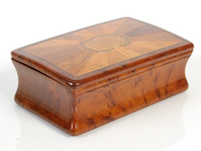 Lot 255 - A fine Scottish burr yew oblong snuff box with...