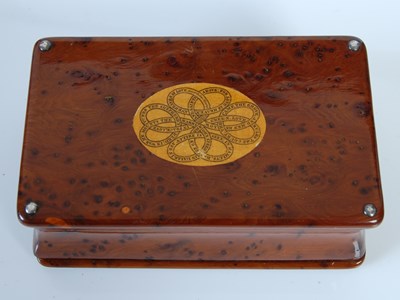 Lot 255 - A fine Scottish burr yew oblong snuff box with...