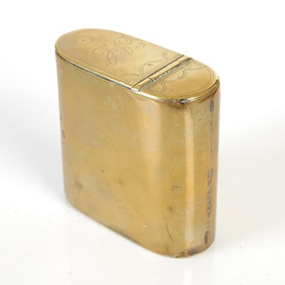 Lot 257 - A brass upright oval snuff mull, the...