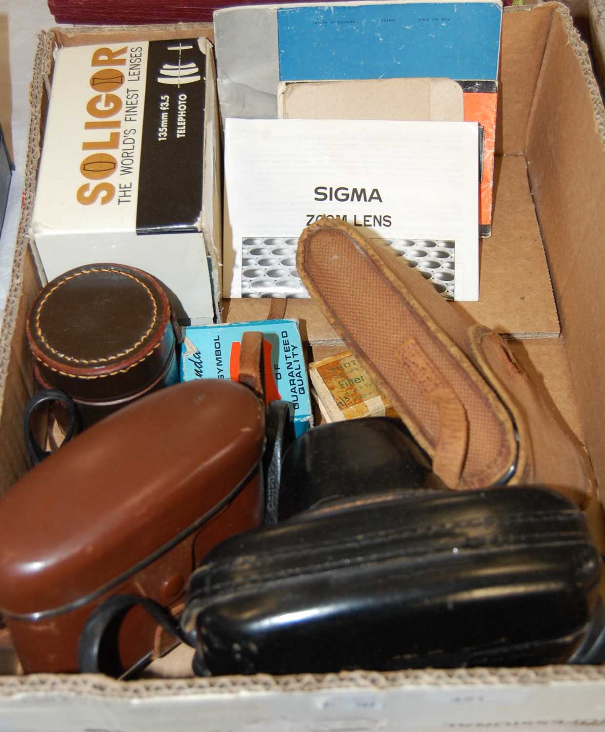 Lot 451 - Box - vintage cameras and accessories to...