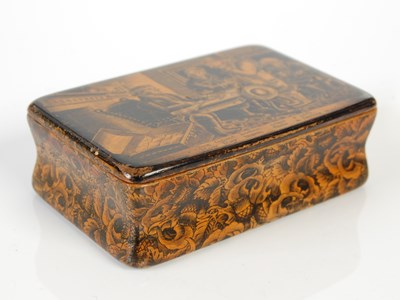 Lot 263 - A Mauchline ware penwork oblong snuff box, the...