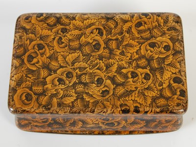 Lot 263 - A Mauchline ware penwork oblong snuff box, the...