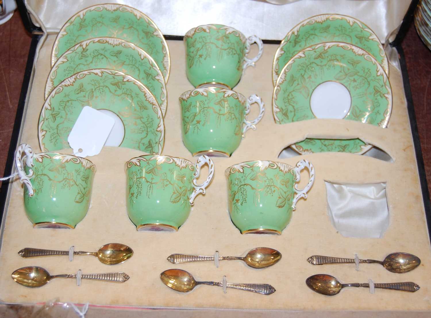 Lot 433 - A Royal Worcester cased part coffee set,...