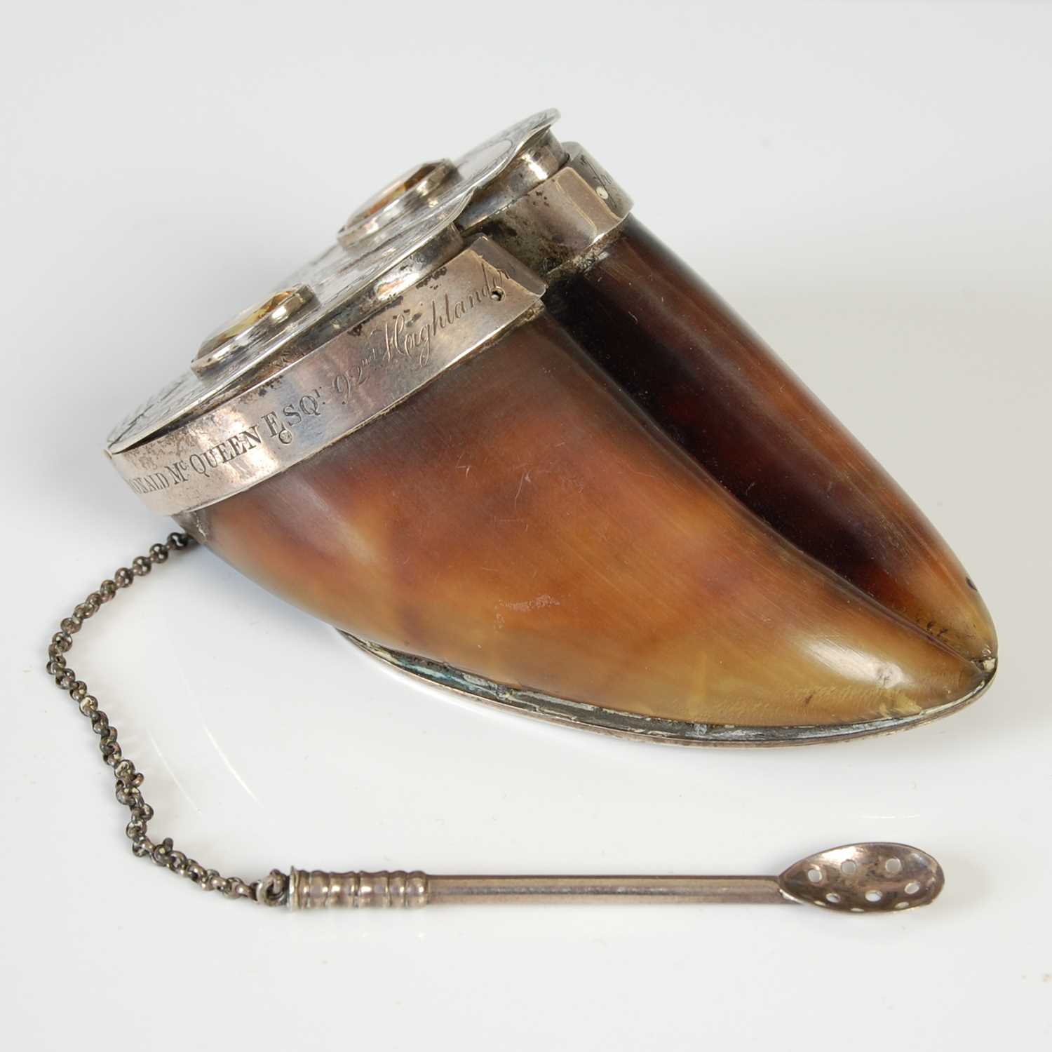 Lot 266 - A Scottish double deer's foot snuff box, the...