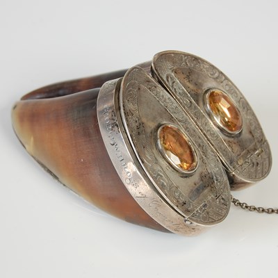 Lot 266 - A Scottish double deer's foot snuff box, the...