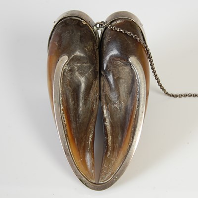 Lot 266 - A Scottish double deer's foot snuff box, the...
