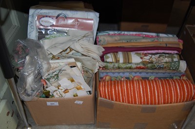 Lot 504 - Two boxes of assorted textiles and threads