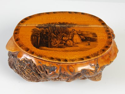 Lot 268 - A large Mauchline burr wood table snuff box,...