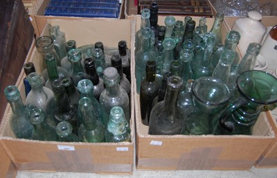 Lot 486 - Two boxes - assorted vintage glass bottles