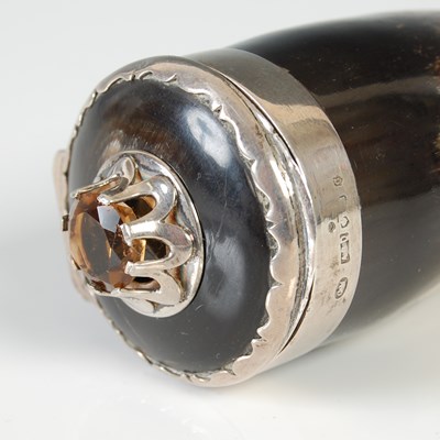 Lot 270 - A Scottish curly horn silver-mounted snuff...