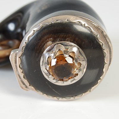 Lot 270 - A Scottish curly horn silver-mounted snuff...