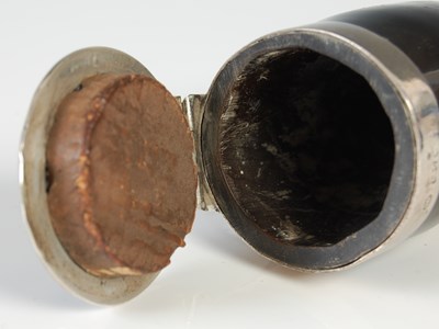 Lot 270 - A Scottish curly horn silver-mounted snuff...