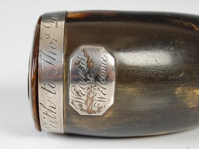 Lot 271 - A Scottish curly horn silver-mounted snuff...