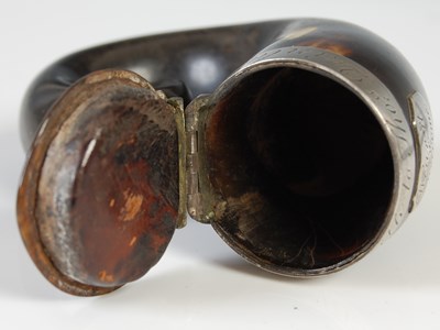 Lot 271 - A Scottish curly horn silver-mounted snuff...