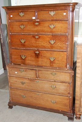 Lot 593 - A Georgian mahogany chest on chest, the upper...