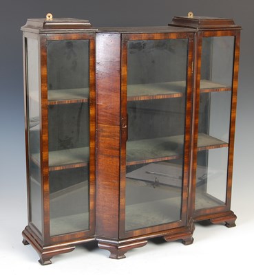 Lot 154 - An early 20th century apprentice made mahogany Art Deco style breakfront display cabinet