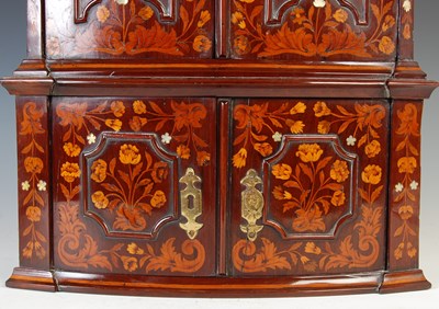 Lot 155 - An 18th century Dutch miniature mahogany and marquetry hanging corner cabinet