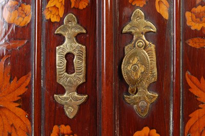 Lot 155 - An 18th century Dutch miniature mahogany and marquetry hanging corner cabinet