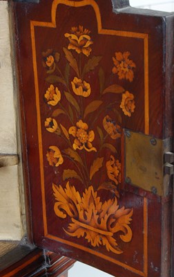 Lot 155 - An 18th century Dutch miniature mahogany and marquetry hanging corner cabinet