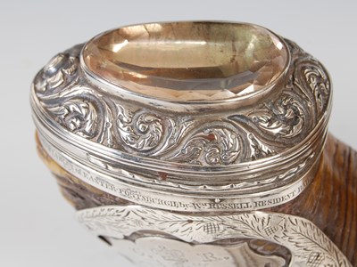 Lot 272 - A Scottish ram's horn table snuff mull with...