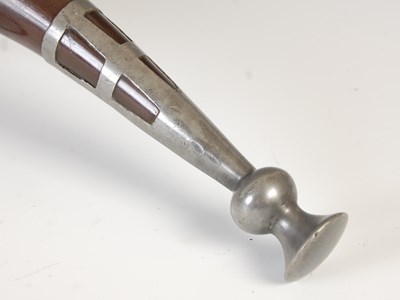 Lot 273 - A large curved horn snuff mull with pewter...