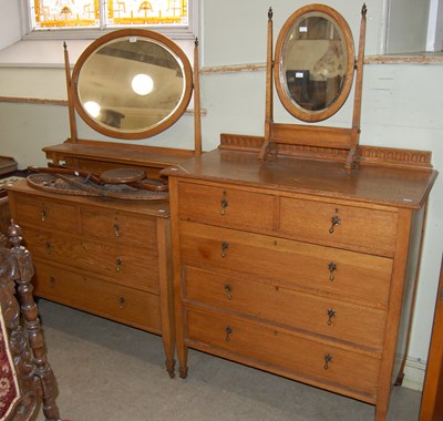 Lot 611 - A 20th century oak mirror back dressing chest...