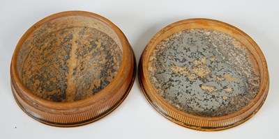 Lot 274 - A Mauchline ware circular pen-work snuff box,...