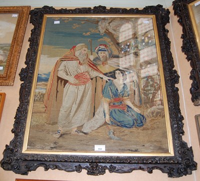 Lot 552 - A 19th century needlework embroidered picture...