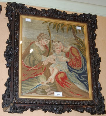 Lot 553 - A 19th century needlework embroidered picture,...
