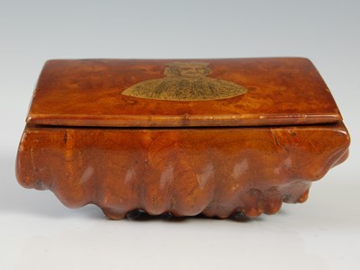 Lot 276 - A Mauchline oblong burr wood snuff box, the...