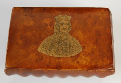 Lot 276 - A Mauchline oblong burr wood snuff box, the...