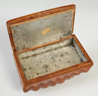 Lot 276 - A Mauchline oblong burr wood snuff box, the...