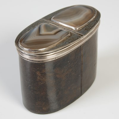 Lot 279 - A Scottish leather upright oval double snuff...