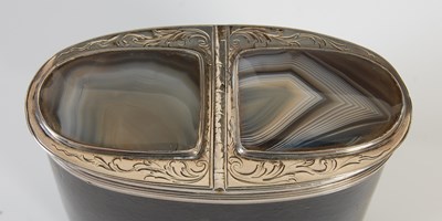 Lot 279 - A Scottish leather upright oval double snuff...