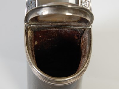 Lot 279 - A Scottish leather upright oval double snuff...