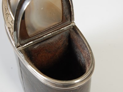 Lot 279 - A Scottish leather upright oval double snuff...