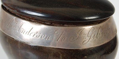 Lot 280 - A Scottish large hardwood baluster snuff mull...