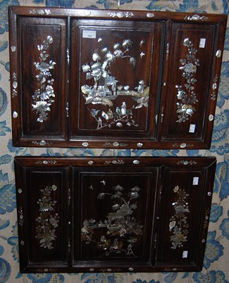 Lot 797 - Two dark wood, mother of pearl inlaid Chinese...